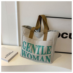 ECO canvas shoulder bag 33x41x12 Gray/Green | Smarty