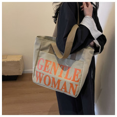 ECO canvas shoulder bag 33x41x12 Khaki/Orange | Smarty