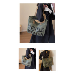 ECO canvas shoulder bag 33x41x12 Army Green | Smarty