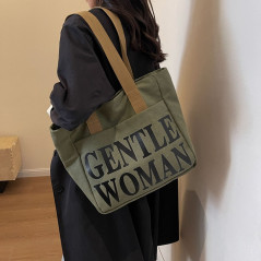 ECO canvas shoulder bag 33x41x12 Army Green | Smarty