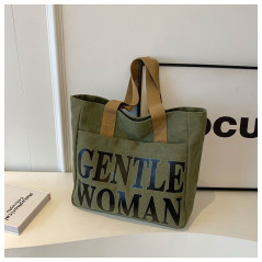 ECO canvas shoulder bag 33x41x12 Army Green | Smarty