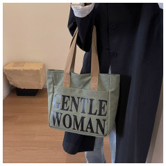 ECO canvas shoulder bag 33x41x12 Army Green | Smarty