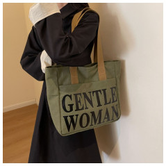 ECO canvas shoulder bag 33x41x12 Army Green | Smarty