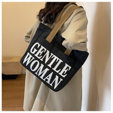 Sac à bandoulière en toile ECO – 33 x 41 x 12 cm Noir/Blanc