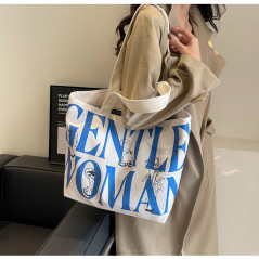 Blue canvas shoulder bag 33x44x13 | Smarty Paris
