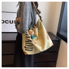 Sac bandoulière toile brun 41x34x11 | Smarty Paris