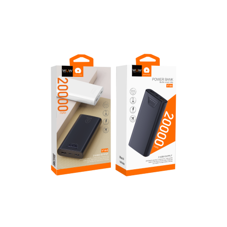 Power Bank WUW-Y144 - 20000mAh, Dual USB, Type-C Input - Noir - Alimen