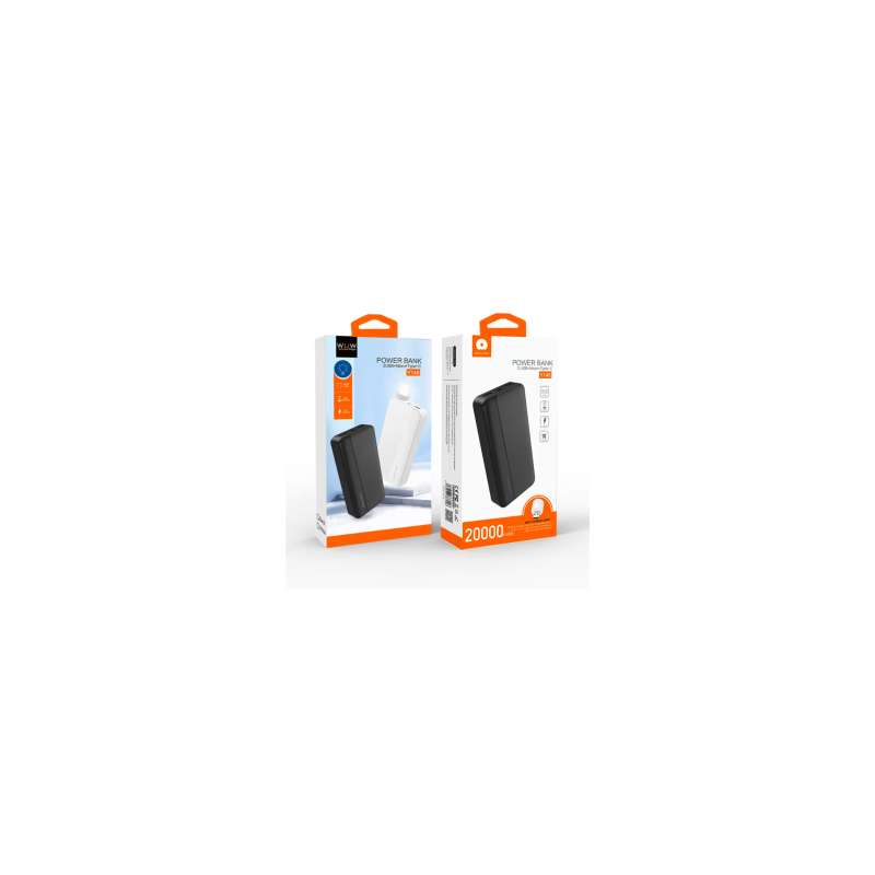 Power Bank WUW-Y146 - 20000mAh, 2 USB, Micro, Type-C - Blanc