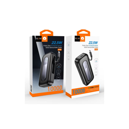 Power Bank WUW-Y151 - 10000mAh, PD22.5W Fast Charging, Type-C Cable -