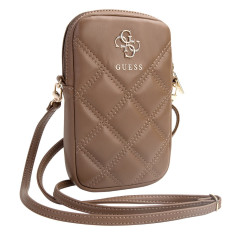 Pochette téléphone Guess Zip Quilted 4G Marron | Smarty