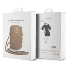 Pochette téléphone Guess Zip Quilted 4G Marron | Smarty