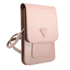 Pochette téléphone Guess Saffiano Triangle Rose | Smarty