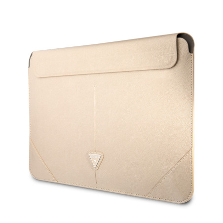 Housse ordinateur Guess GUCS16PSATLE – 16 pouces beige Saffiano Triangle