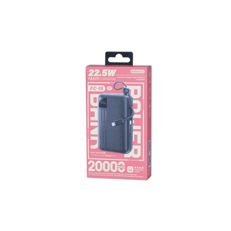 Power Bank à Charge Rapide 22.5W avec Double Câble 20000mAh FC-15 REMA