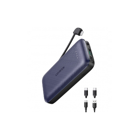 Power Bank10000mAh USB-A + USB-C UGREEN Câble Lightning Intégré (MFi)