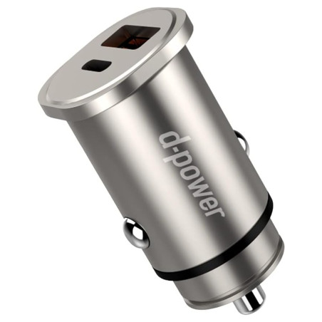 Car Charger D-Power J8506 – 48W USB-C + USB-A Gray