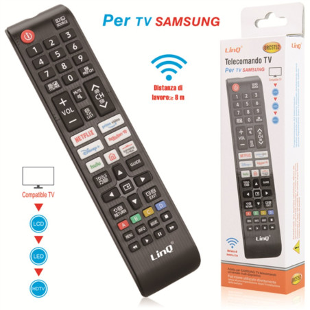 Télécommande TV compatible LinQ URC5752 pour Samsung – Noir