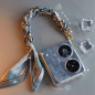 Collier de coque téléphone ECO – foulard soie gris foncé 32 cm