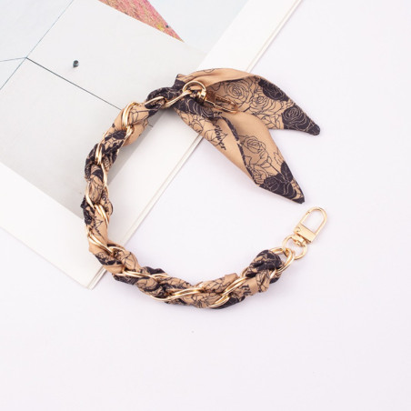 Collier de coque téléphone ECO – foulard soie brun 32 cm