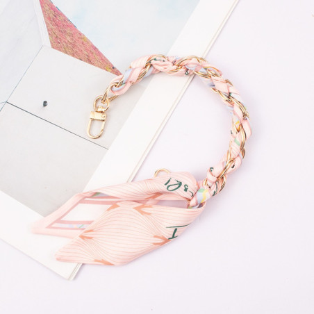 Collier de coque téléphone ECO – foulard soie rose clair 32 cm