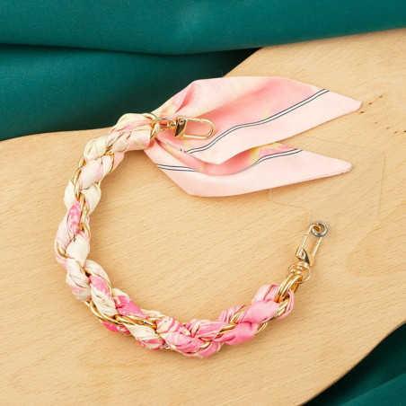 Collier de coque téléphone ECO – foulard soie rose 32 cm