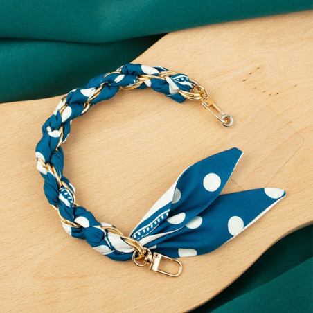 Collier de coque téléphone ECO – foulard soie bleu foncé 32 cm