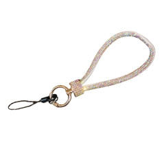 White rhinestone phone lanyard clear card