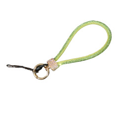 Green rhinestone phone lanyard clear card