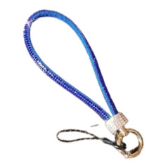 Navy blue rhinestone phone lanyard clear card