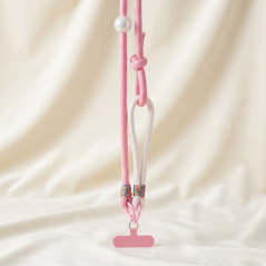 Collier téléphone rose poudré/beige 115 cm | Smarty