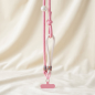 Collier téléphone ECO – cordon tressé rose poudré/beige avec perle, 115 cm