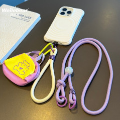 Braided Phone Lanyard 115cm Sky Blue/Beige | Smarty