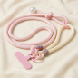 Collier téléphone ECO tressé bicolore – Rose poudré/Beige, mini pochette, perle, 115 cm