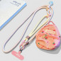 Collier téléphone ECO tressé bicolore – Rose poudré/Beige, mini pochette, perle, 115 cm