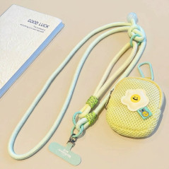 Collier téléphone ECO vert menthe beige 115 cm | Smarty
