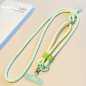 Collier téléphone ECO tressé bicolore – Vert menthe/Beige, perle, 115 cm