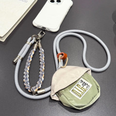 Phone Lanyard ECO Braided Bicolor – Gray, Mini Pouch