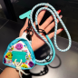 Collier téléphone ECO tressé bicolore – Bleu/Vert, mini pochette