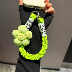 ECO neon green smiley flower phone strap | Smarty