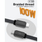 Braided USB-C Cable WUW X198 – Yellow, 100W