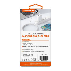 Câble USB-C vers USB-C XSSIVE XSS-BR-CC-W – 2 m, 18 W, blanc