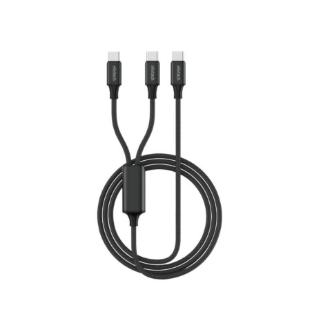 Câble de charge 2-en-1 EllieTech CW320 – USB-C/USB-C + USB-C 1,2 m Noir