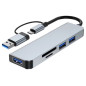 Hub USB-C/USB ECO 5-en-1 – 2x USB 2.0, USB 3.0, SD, microSD Hub USB-C/USB ECO 5-en-1 – 2x USB 2.0, USB 3.0, SD, microSD