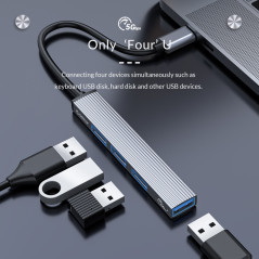 Adaptateur hub Orico AH-13 USB-C vers USB 3.0 | Smarty