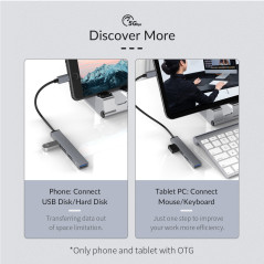 Adaptateur hub Orico AH-13 USB-C vers USB 3.0 | Smarty