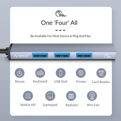 Adaptateur hub Orico AH-13 USB-C vers USB 3.0 | Smarty