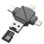 Lecteur de carte 4-en-1 XSSIVE XSS-OT23 – USB, USB-C, Lightning Lecteur de carte 4-en-1 XSSIVE XSS-OT23 – USB, USB-C, Lightning
