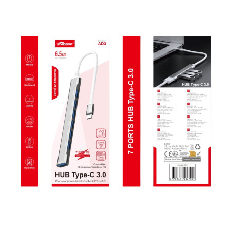 USB-C Hub FASR AD3 – 7 Ports USB 2.0 / USB 3.0