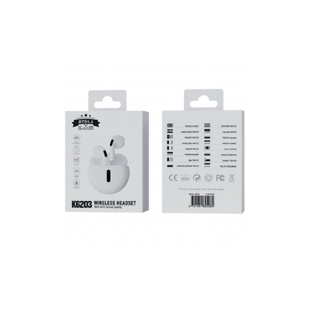 Écouteurs Bluetooth - D-power K6203/A8 - Blanc - Alimentation Réf. A170