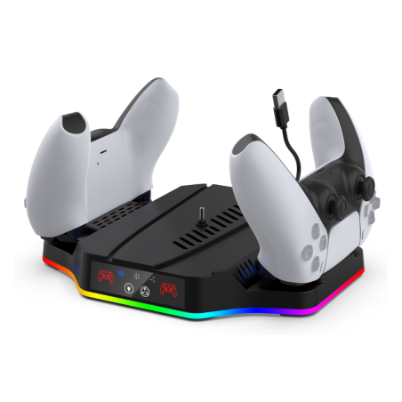 Support console Dobe TP5-3583 – PS5 Slim, RGB, refroidissement, charge 2 manettes